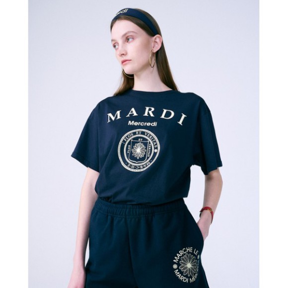 韓國MARDI MERCREDI - TSHIRT UNIV (NAVY CREAM)