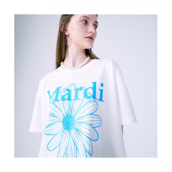 韓國MARDI MERCREDI - TSHIRT FLOWERMARDI (WHITE FLUOBLUE)